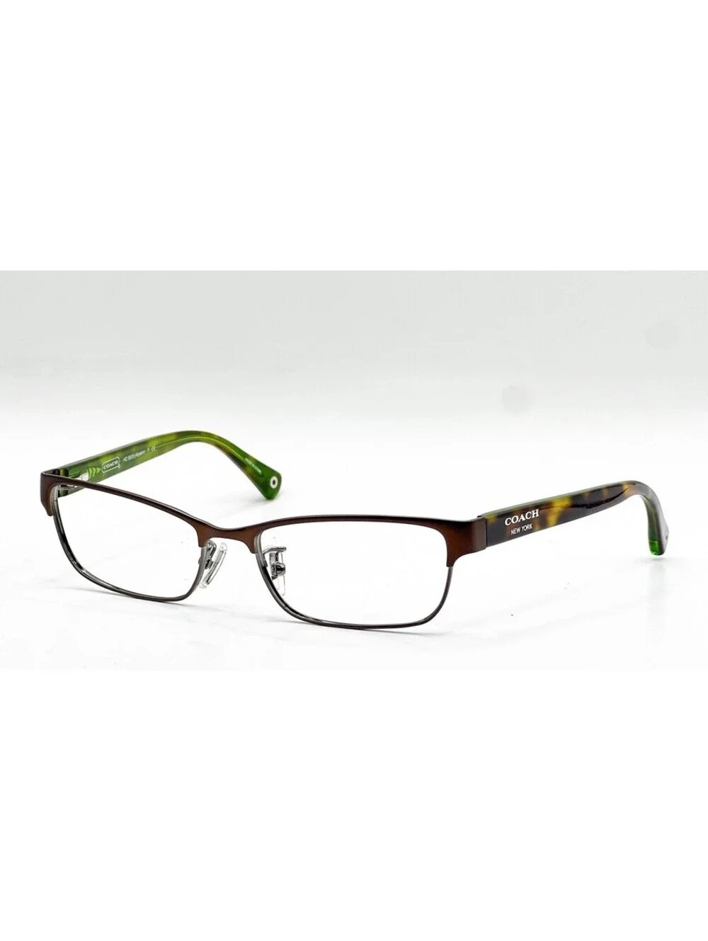 Coach HC 5033 9128 Satin Brown Dark Silver Browline Eyeglass Frames 53-16-135